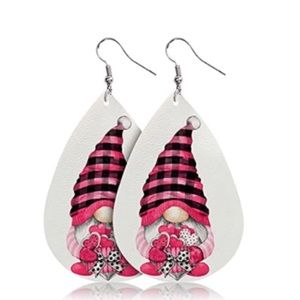 Valentine’s Day Gnome Faux Leather Earrings